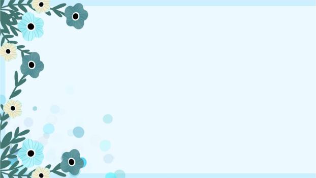 蓝色小清新花卉边框PPT背景0