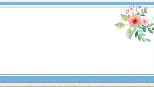 蓝色小清新水彩花束边框PPT背景0