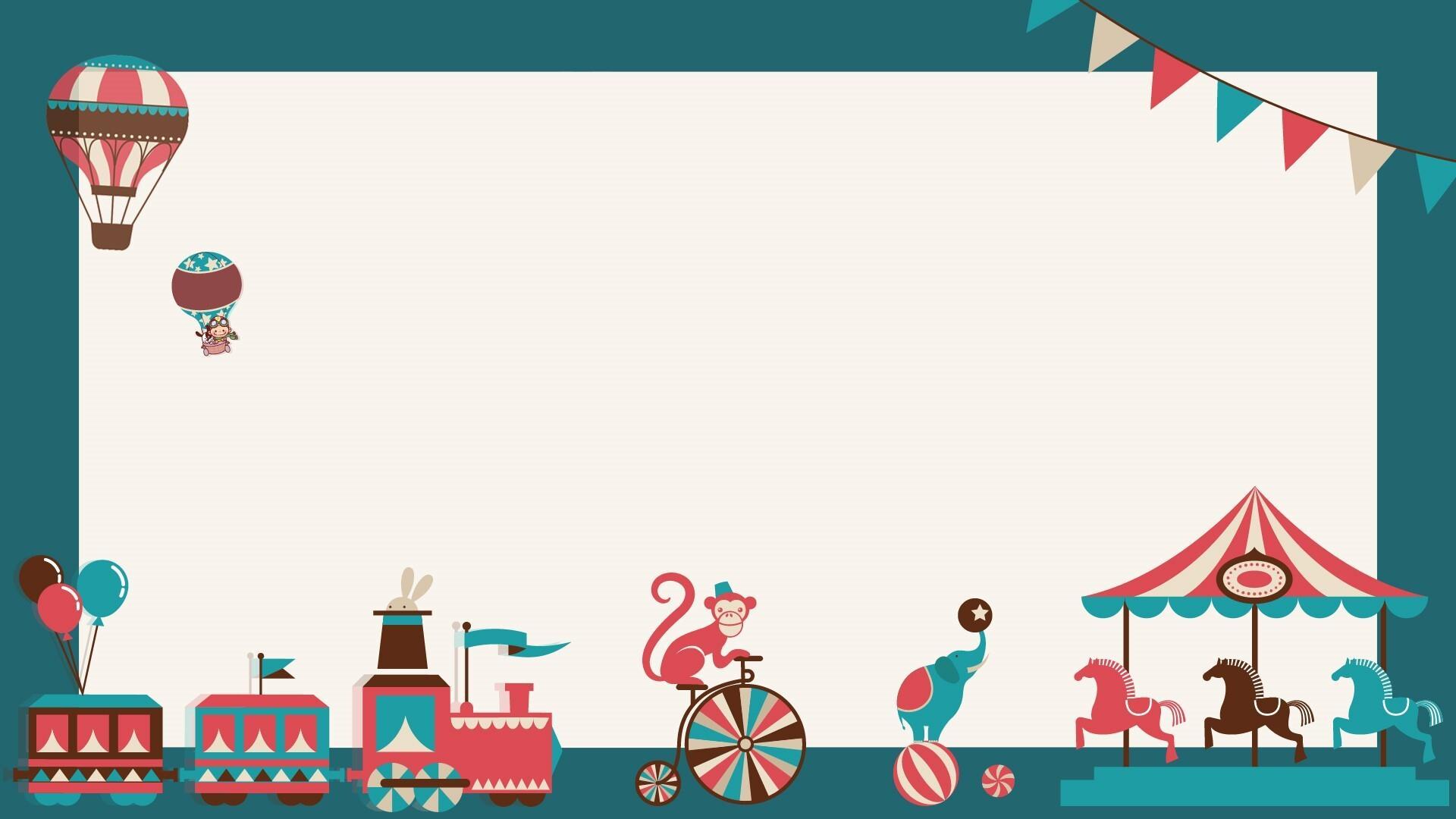 蓝色卡通风格游乐园PPT背景0