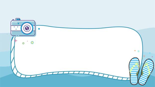 蓝色卡通风格旅行摄影PPT背景0