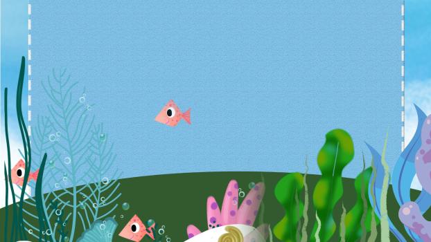 蓝色卡通风格海洋小鱼PPT背景0