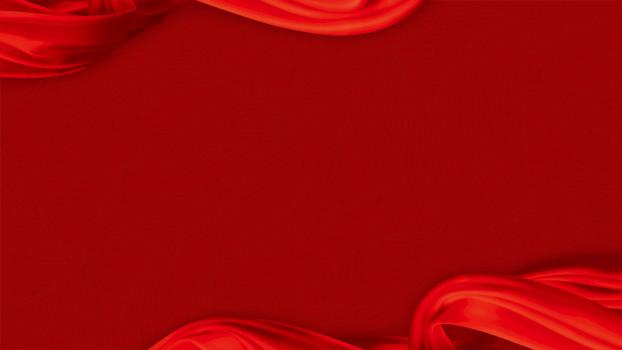 红色高端风格绸缎飘带PPT背景0