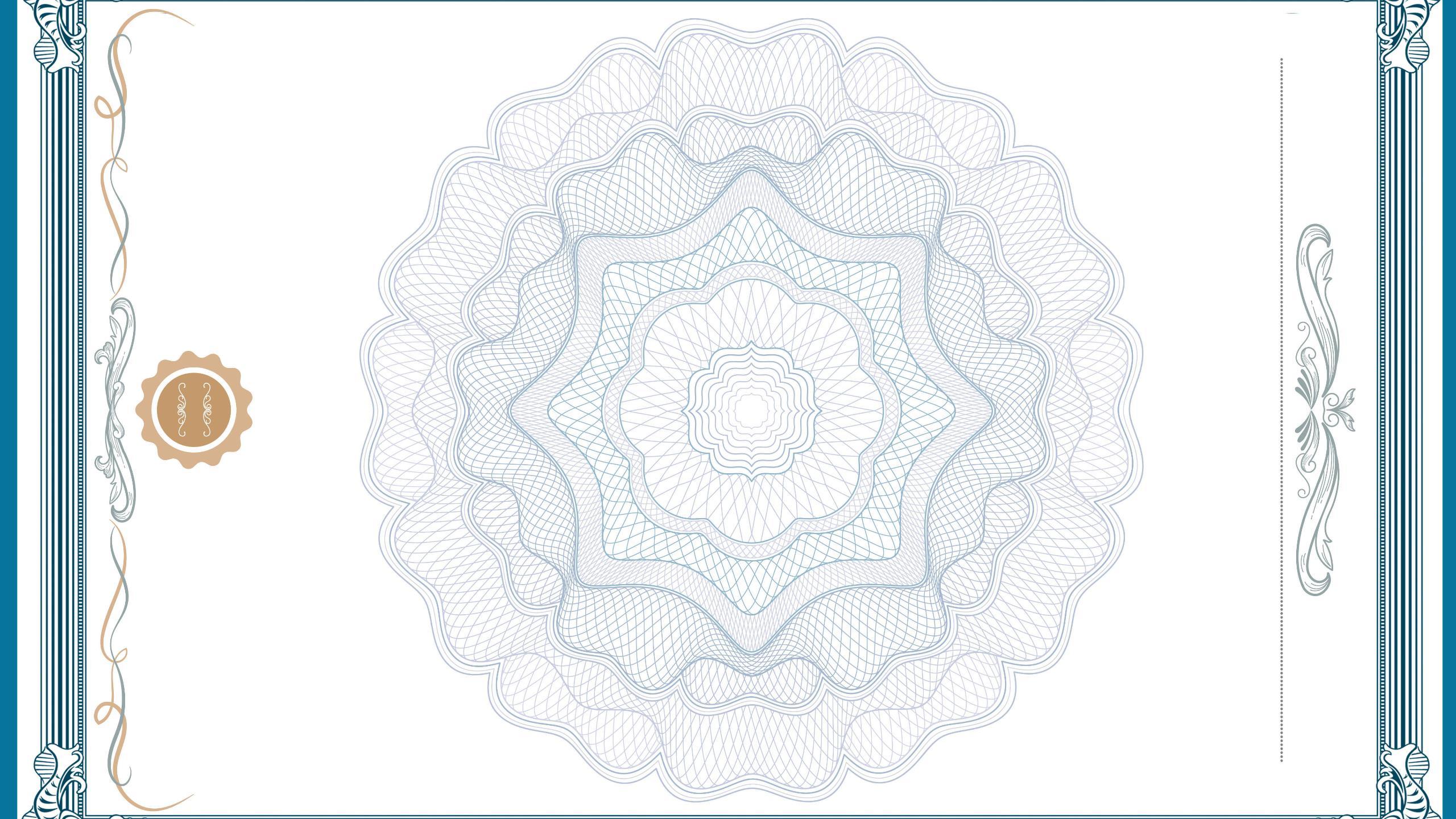 蓝色正式风格防伪花纹PPT背景0