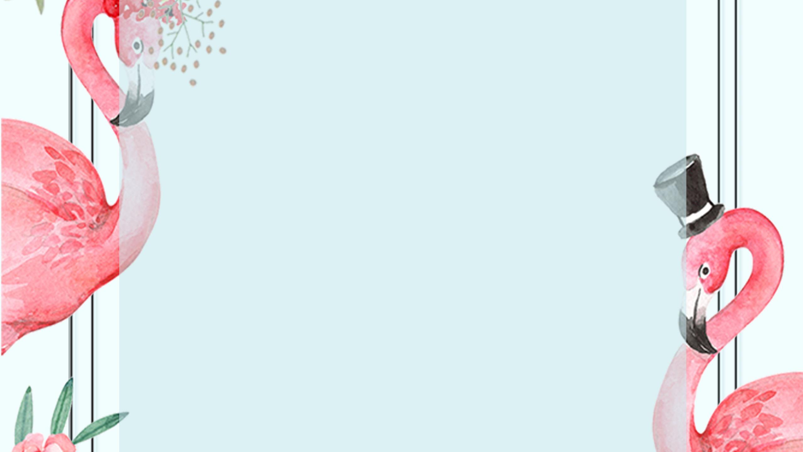 粉色小清新水彩火烈鸟PPT背景0