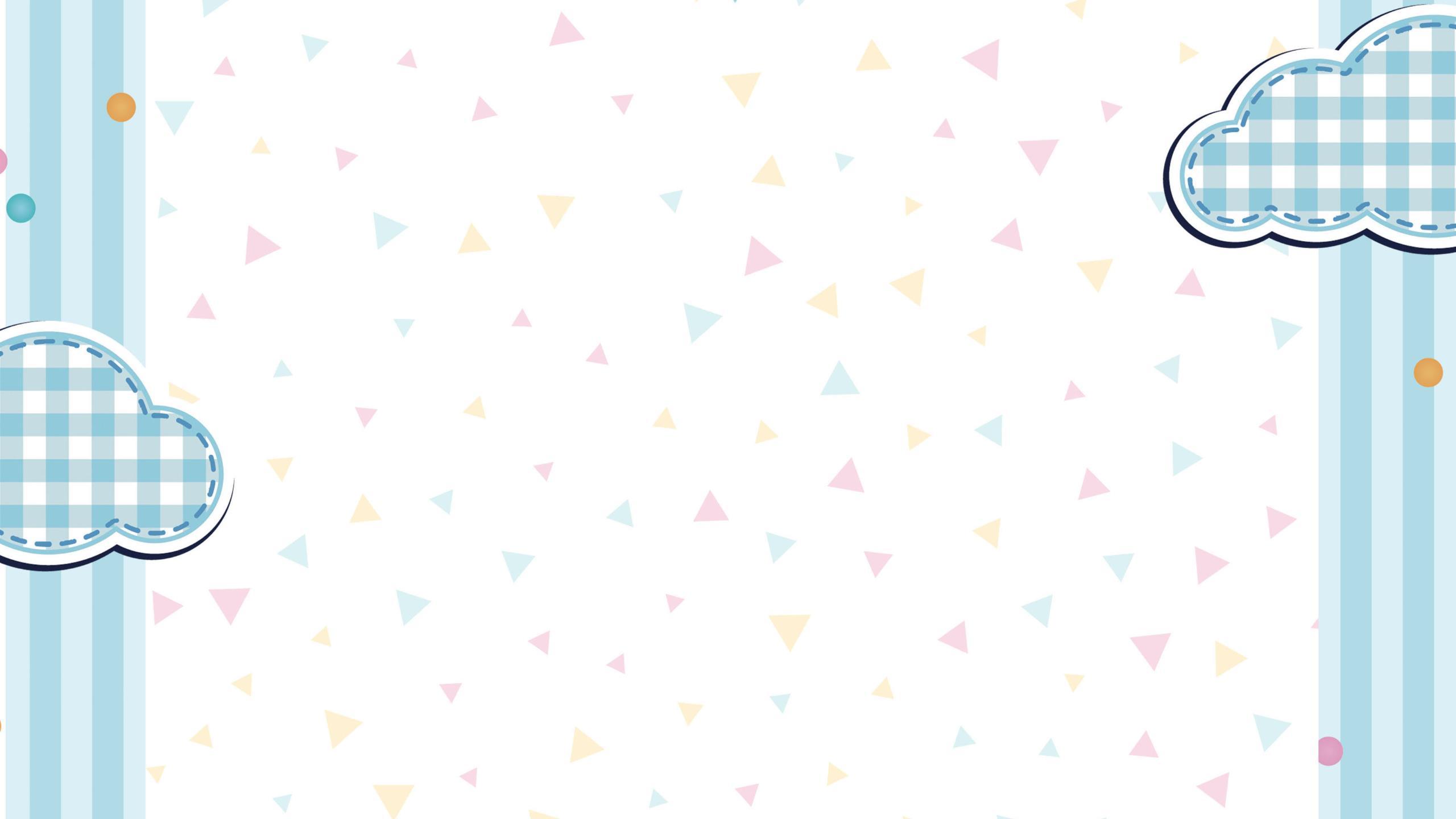 蓝色小清新云朵三角PPT背景0