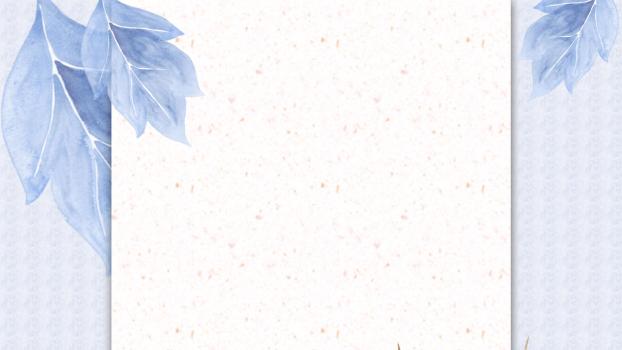 蓝色水彩风格叶子PPT背景0