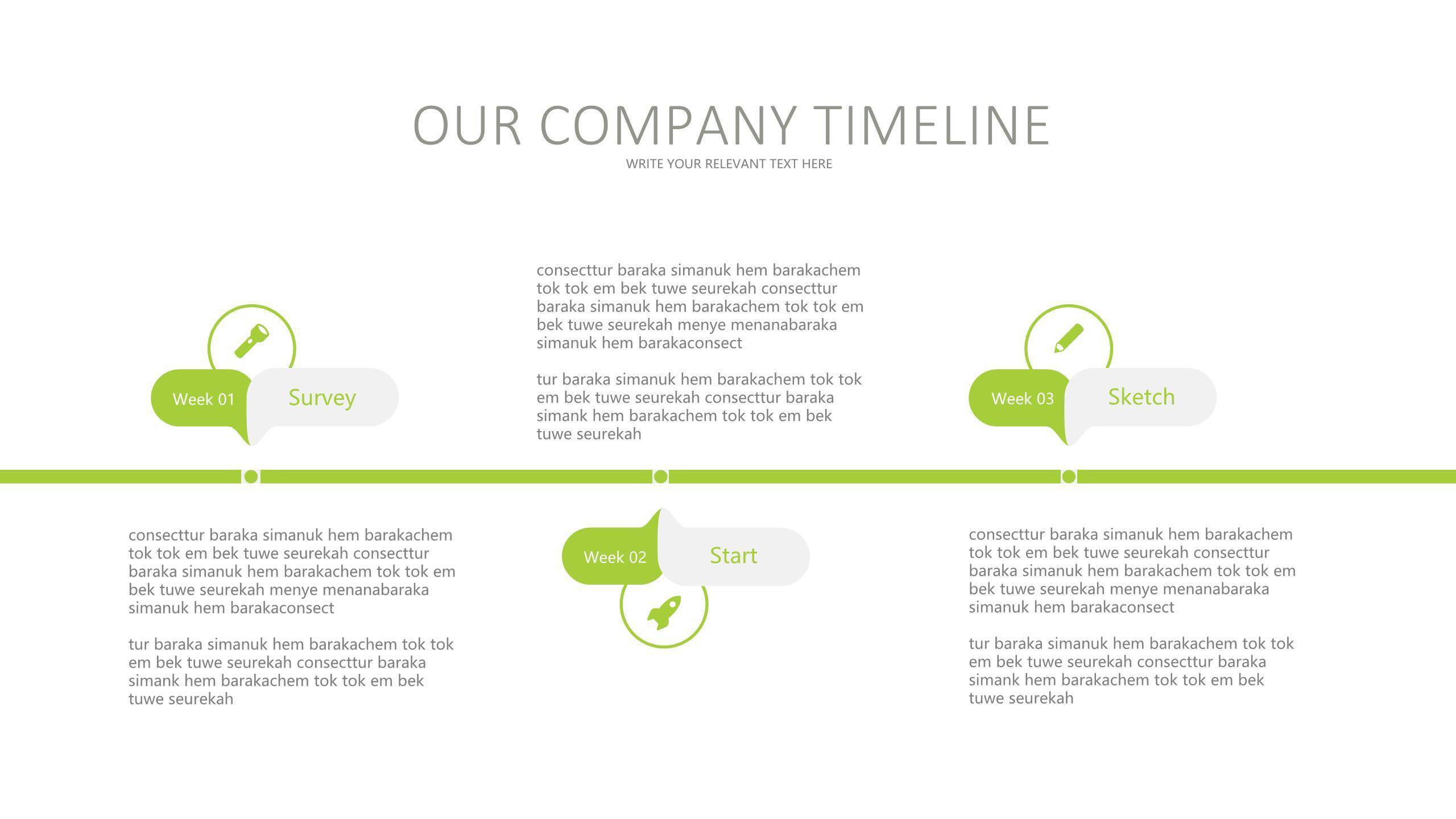 30套绿色时间表PPT图表模板5