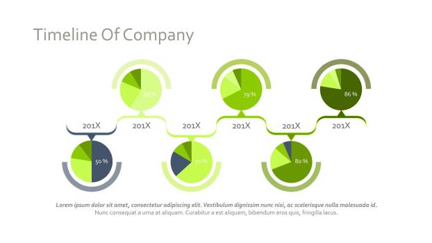 30套绿色时间表PPT图表模板7