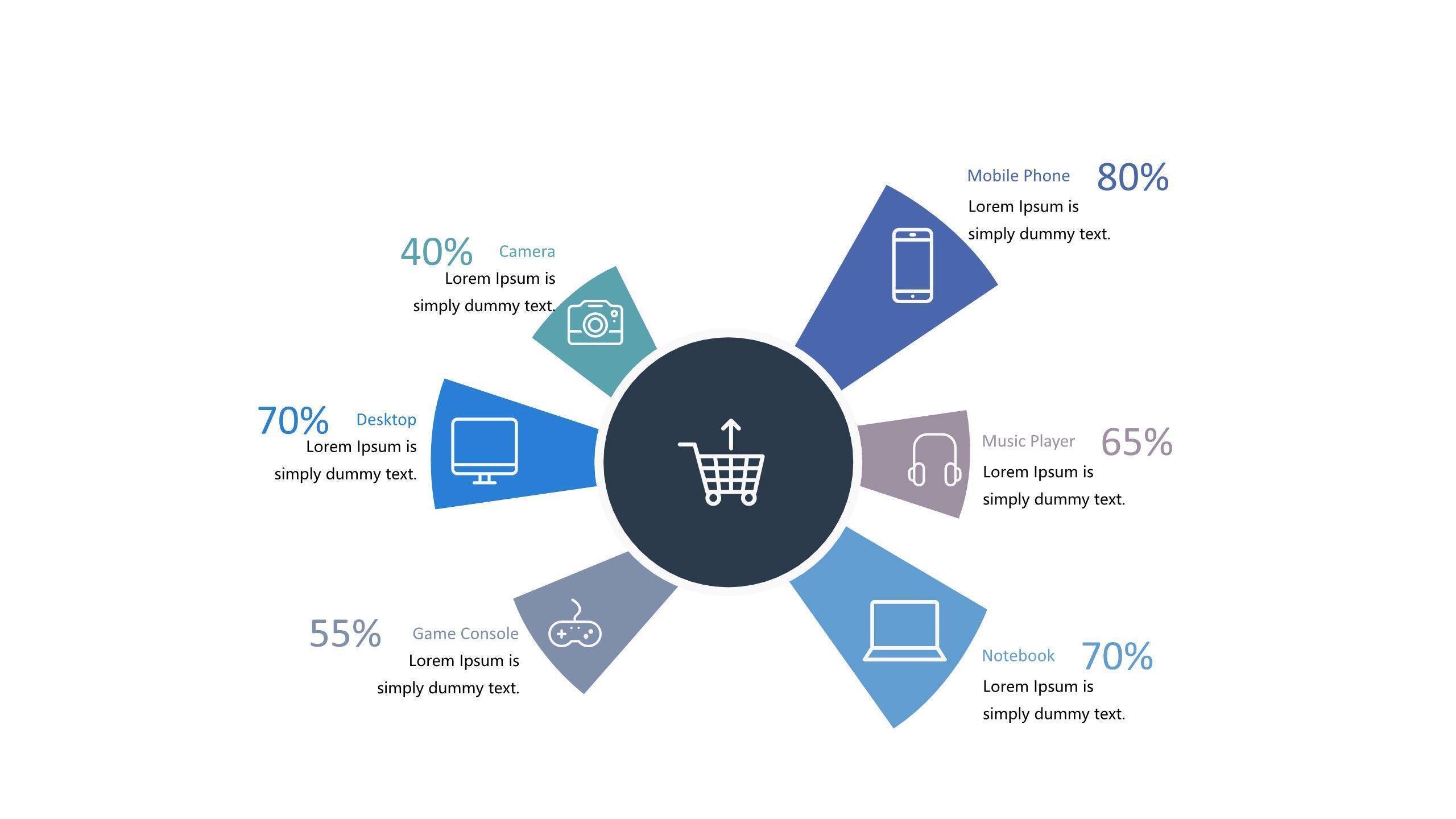 扁平化多彩数据PPT图表模板5