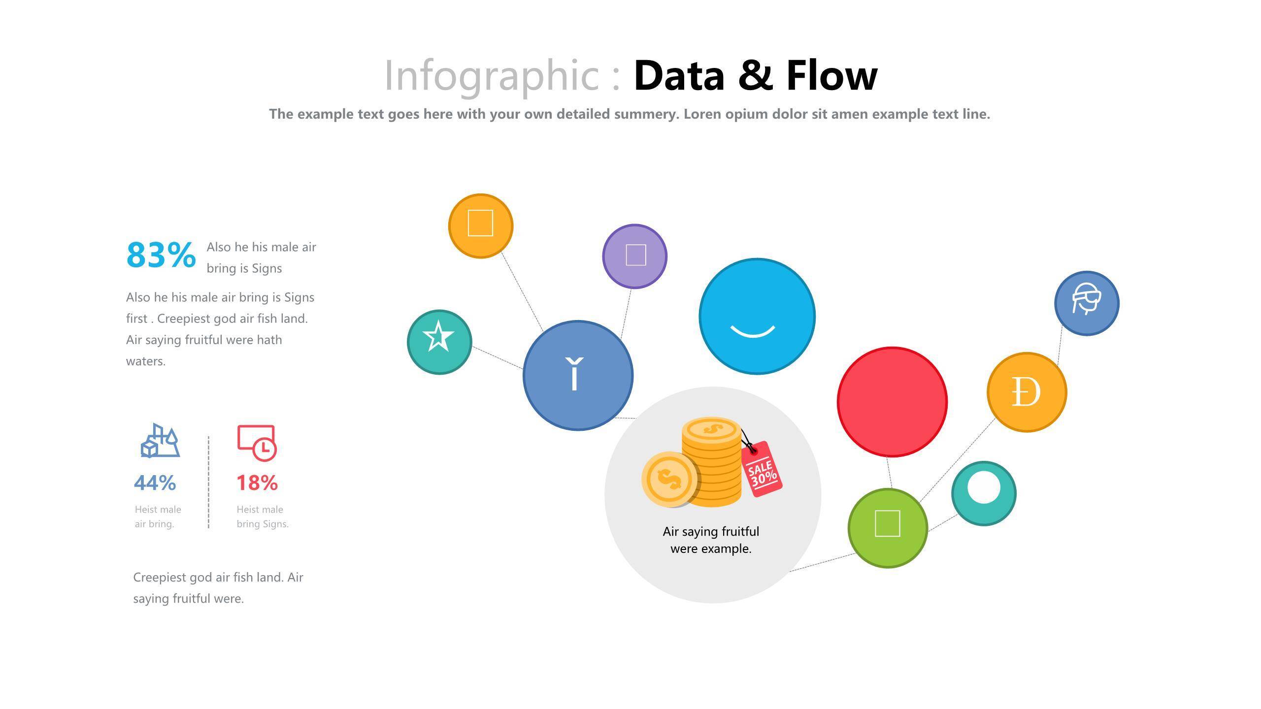 彩色饼形图并列关系PPT图表模板9