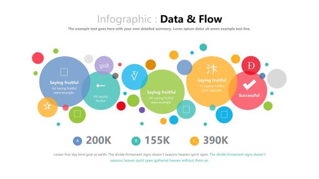 彩色饼形图并列关系PPT图表模板5
