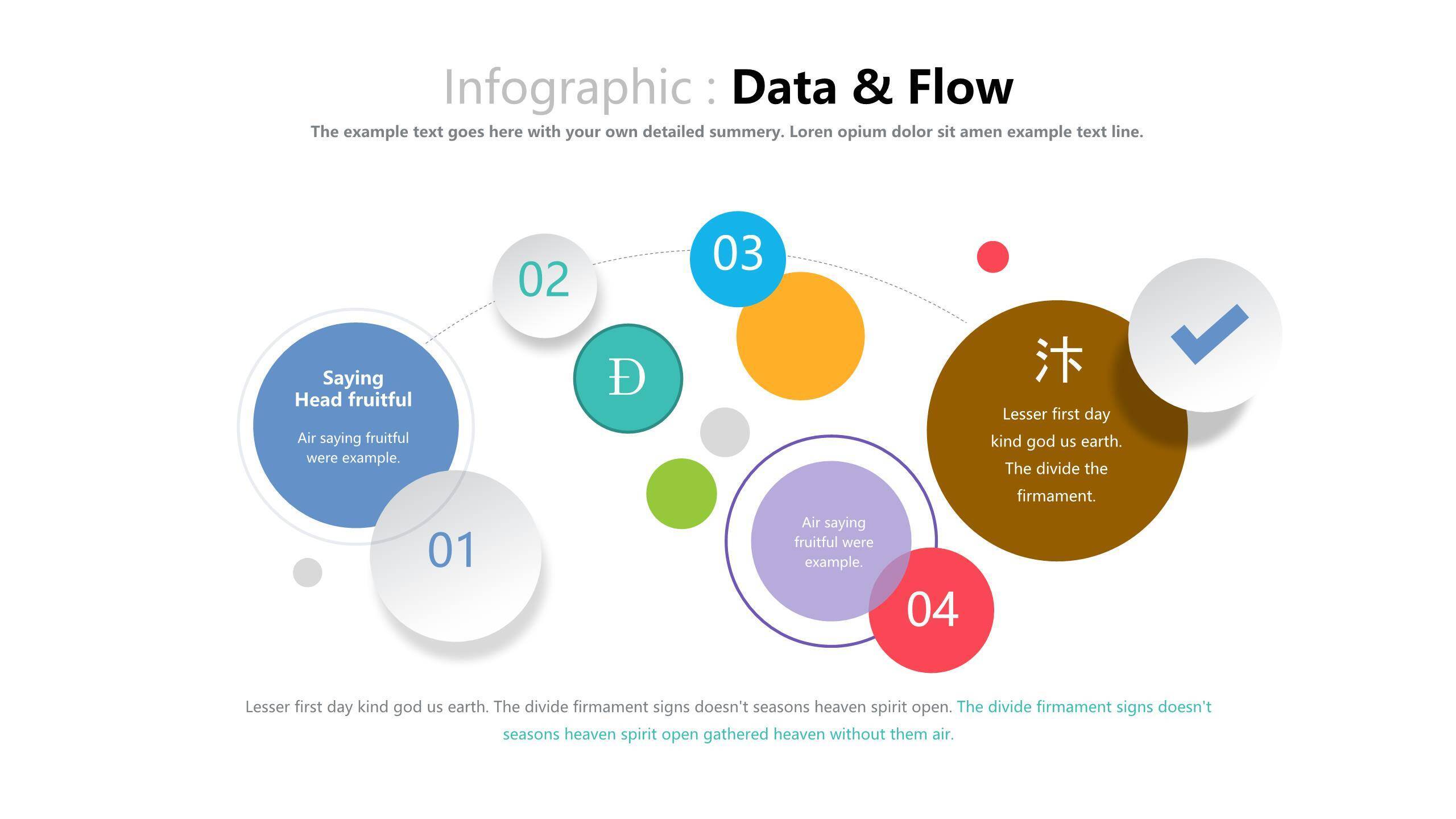 彩色饼形图并列关系PPT图表模板6