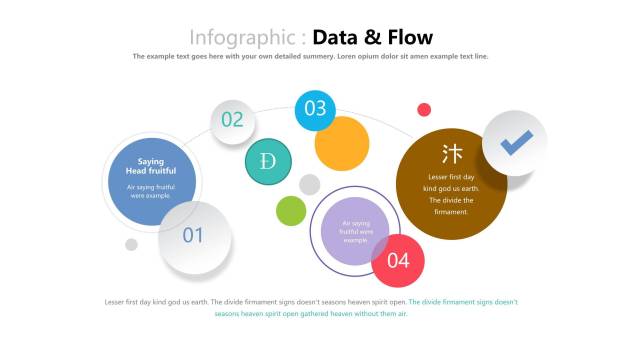 彩色饼形图并列关系PPT图表模板6