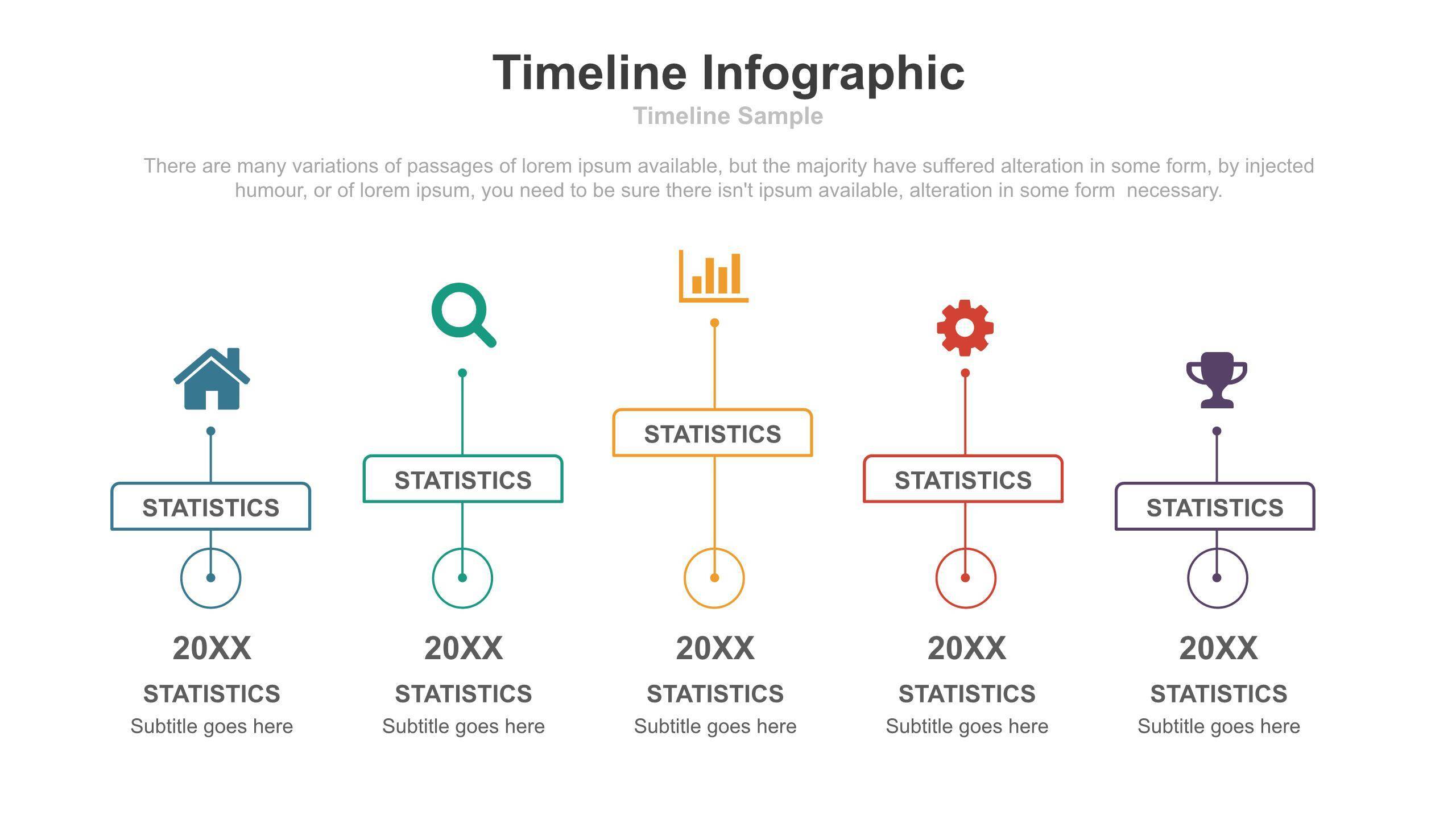 彩色总分时间轴PPT图表模板8