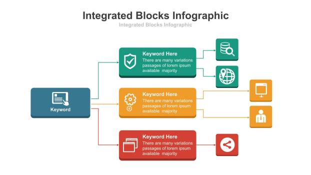 彩色总分时间轴PPT图表模板2