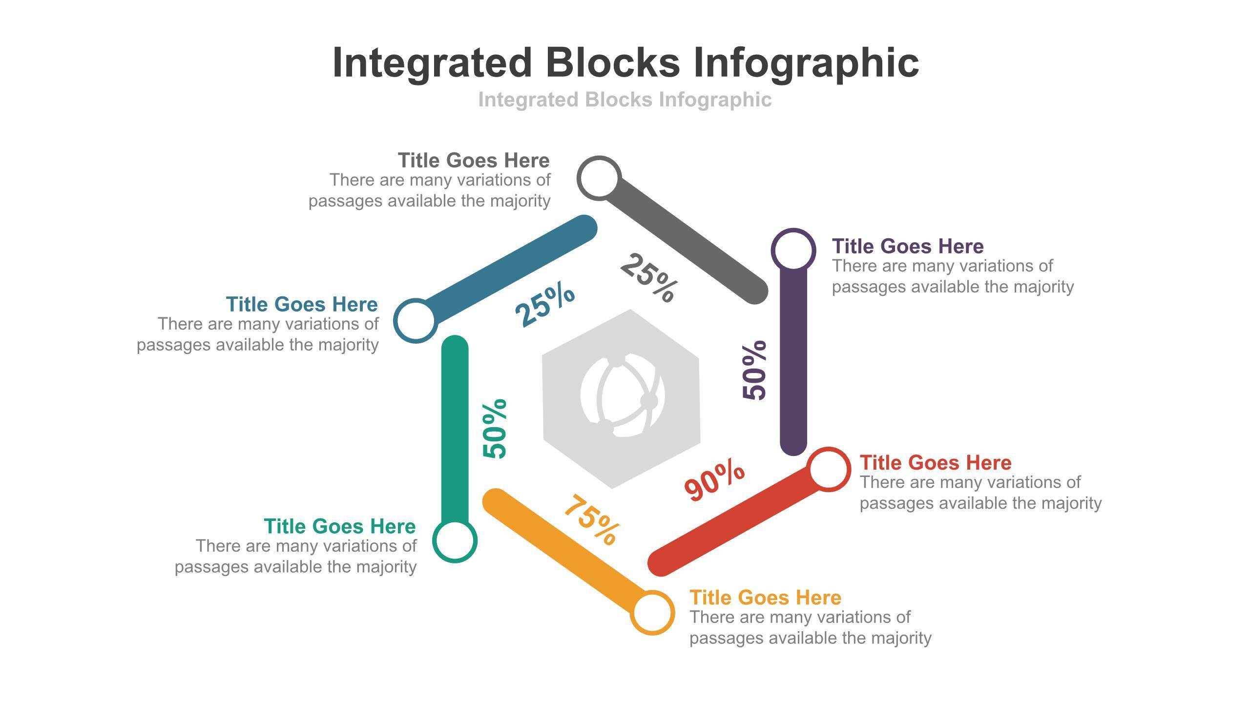 彩色总分时间轴PPT图表模板3