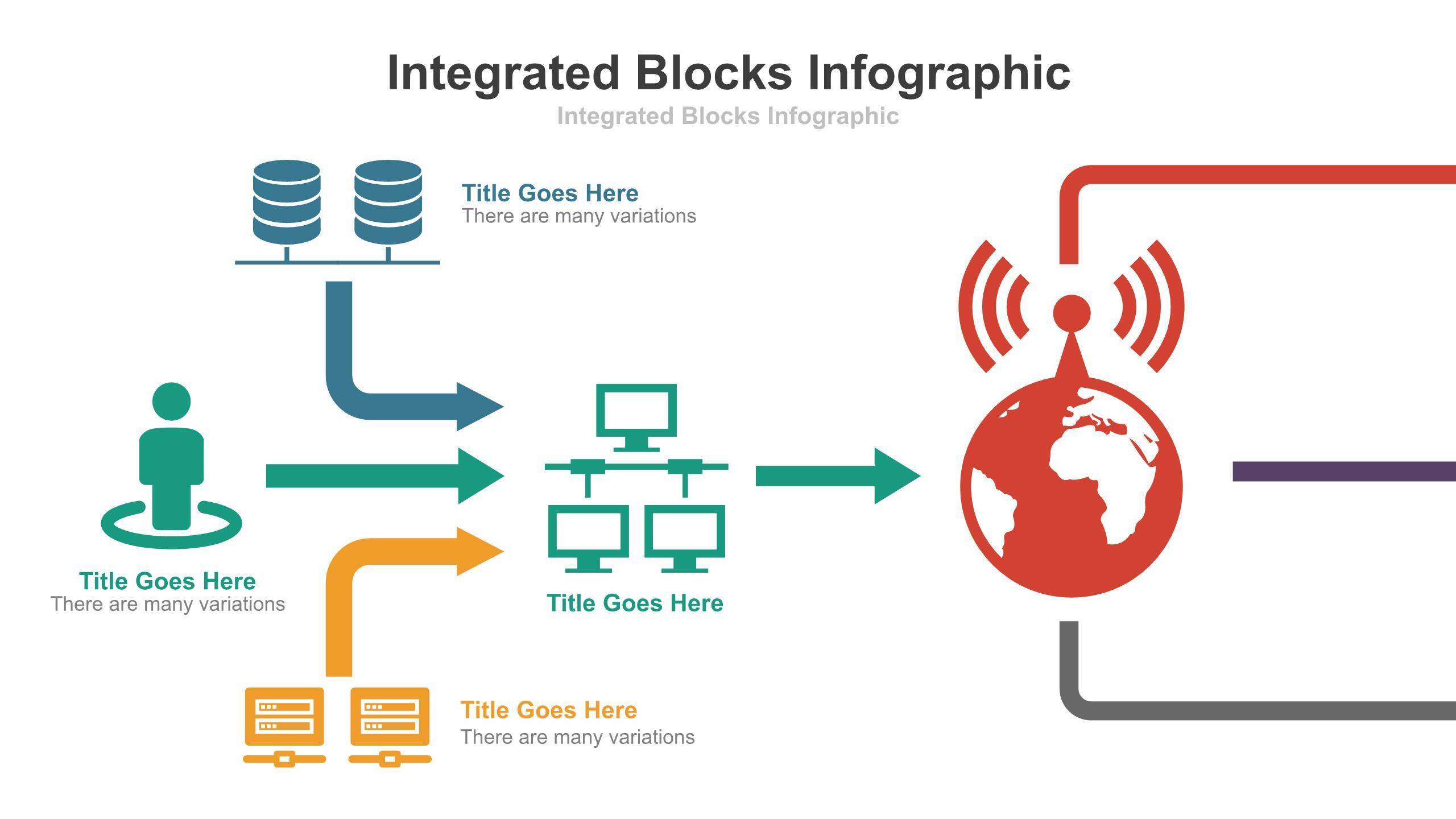 彩色总分时间轴PPT图表模板4