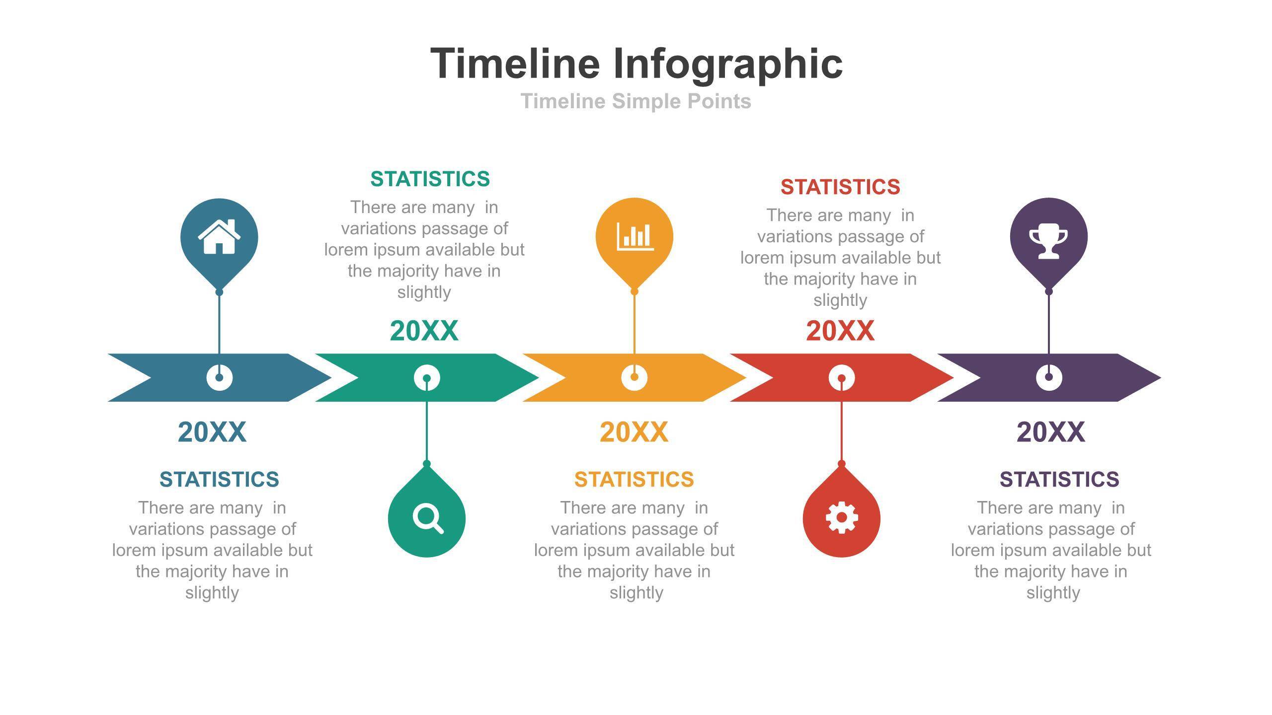 彩色总分时间轴PPT图表模板7