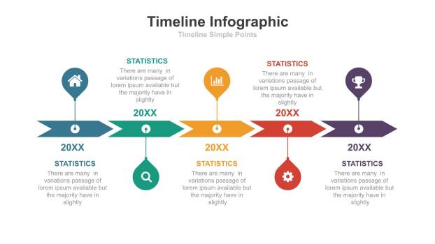 彩色总分时间轴PPT图表模板7