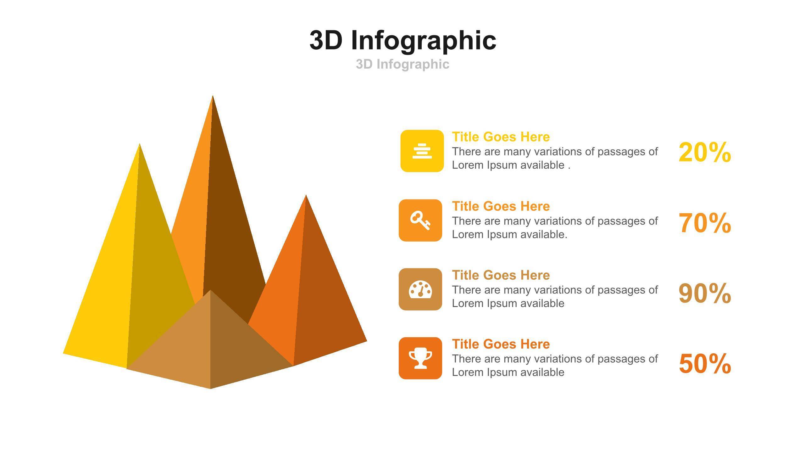 橙色比百分比PPT图表模板9