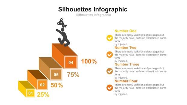 橙色比百分比PPT图表模板1