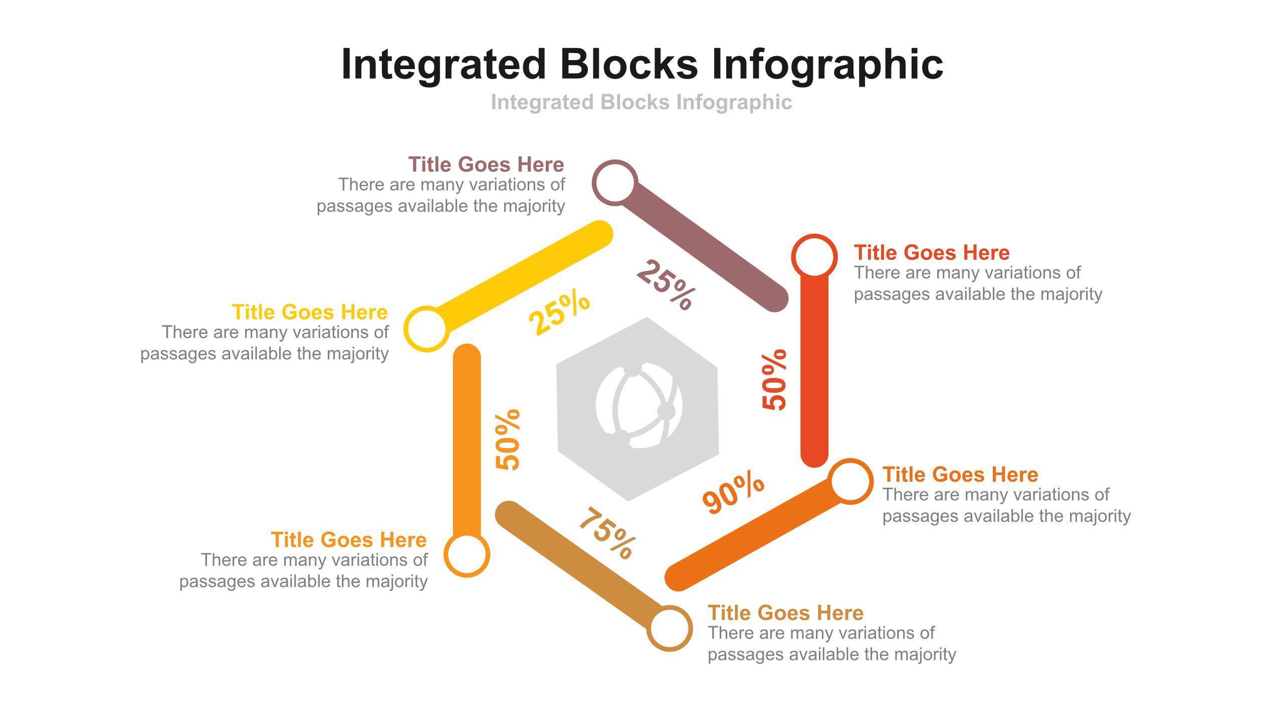 橙色比百分比PPT图表模板4