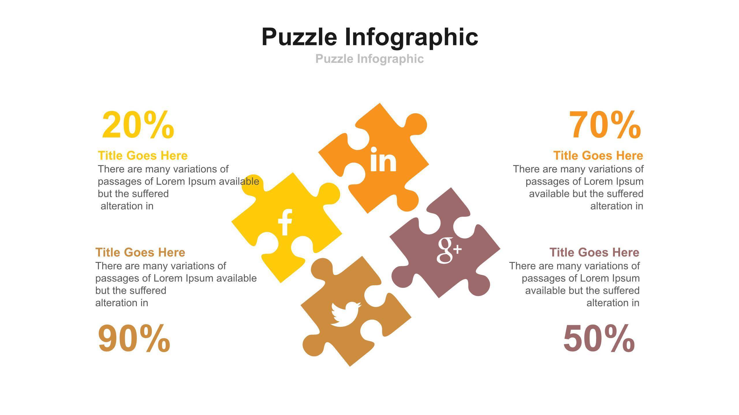 橙色比百分比PPT图表模板5