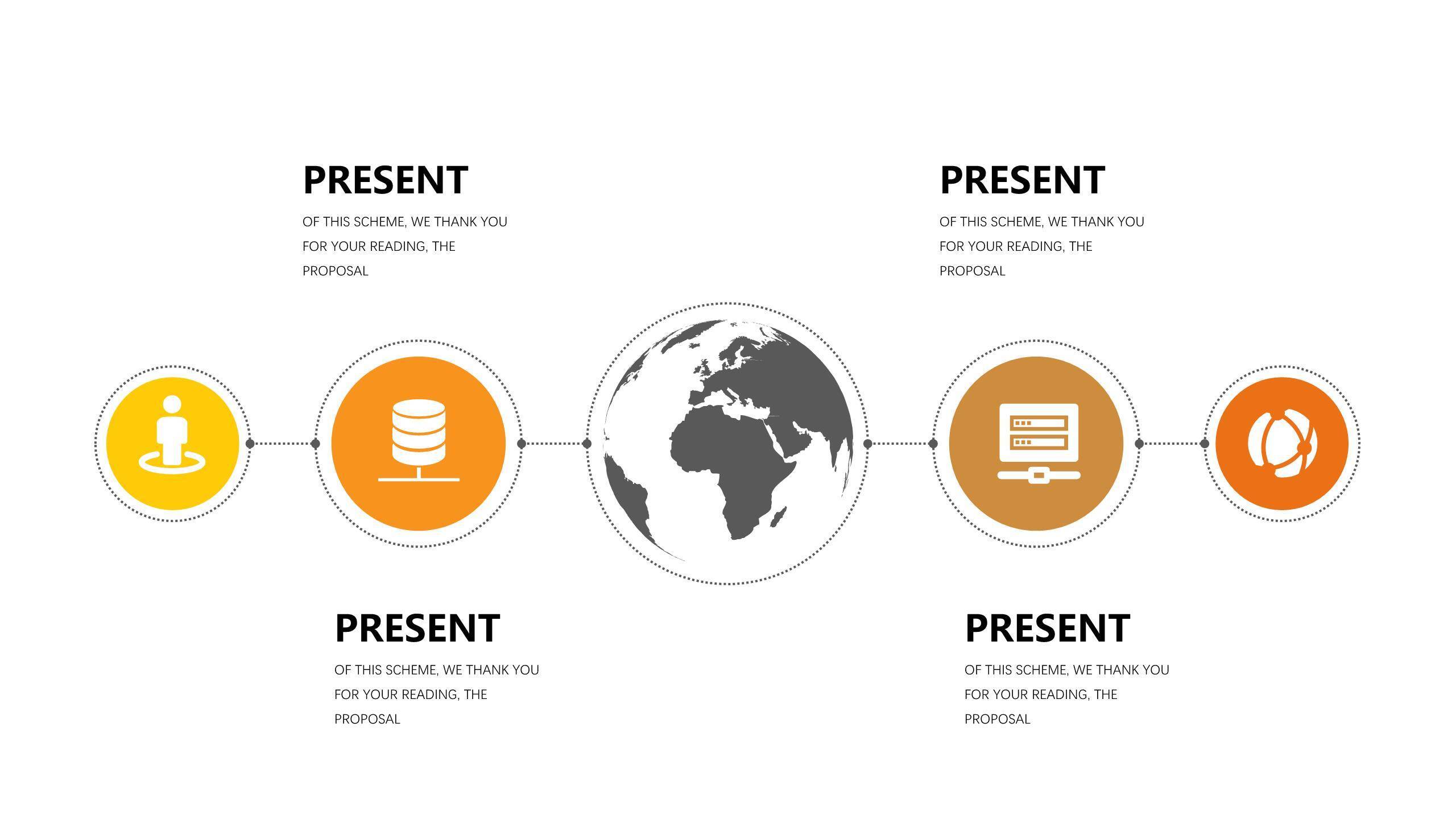 橙色系并列关系PPT图表模板7