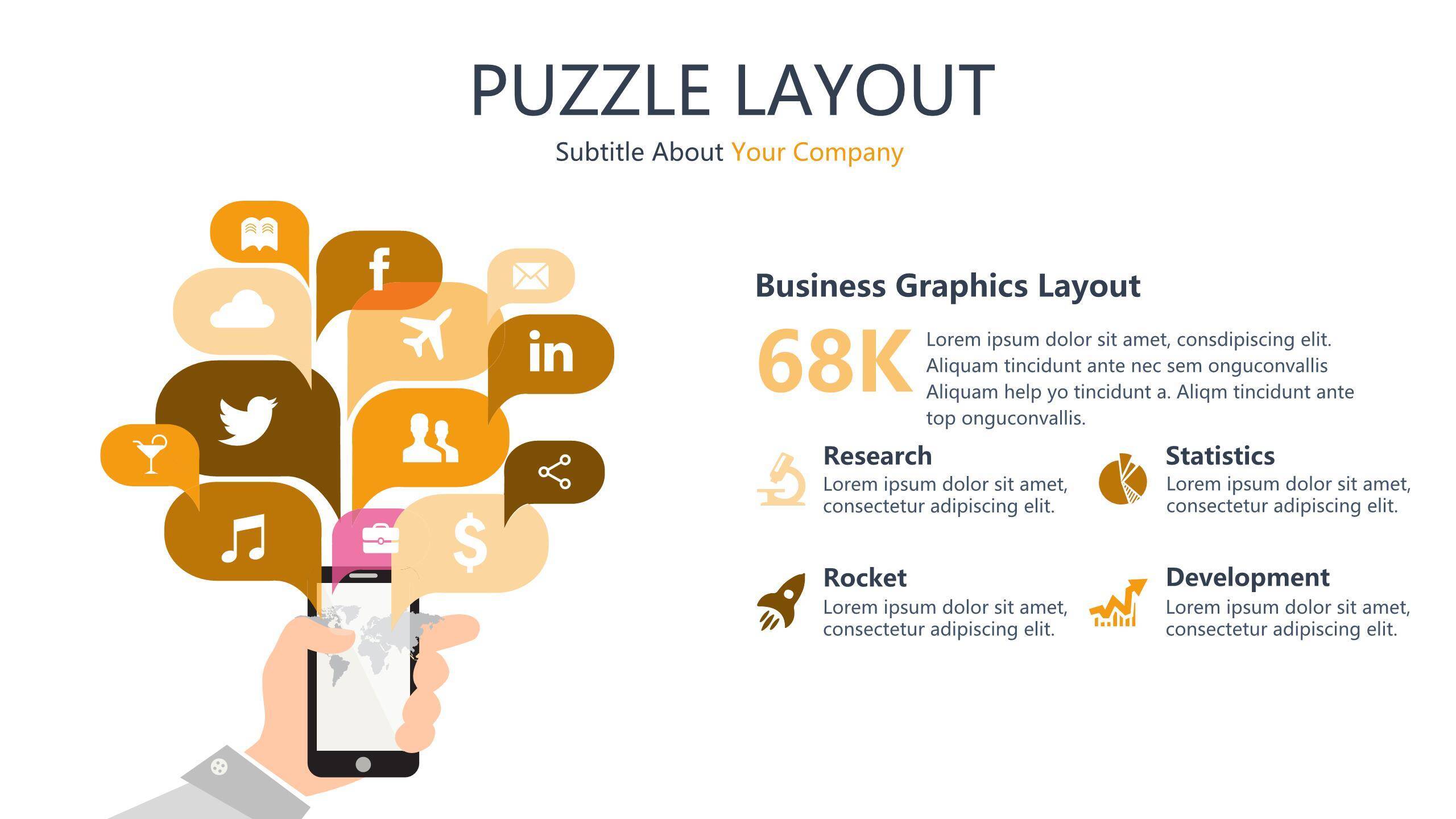 橙色总分关系PPT图表模板3