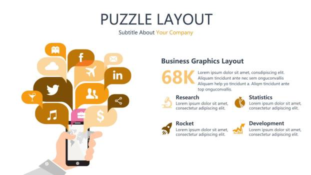 橙色总分关系PPT图表模板3