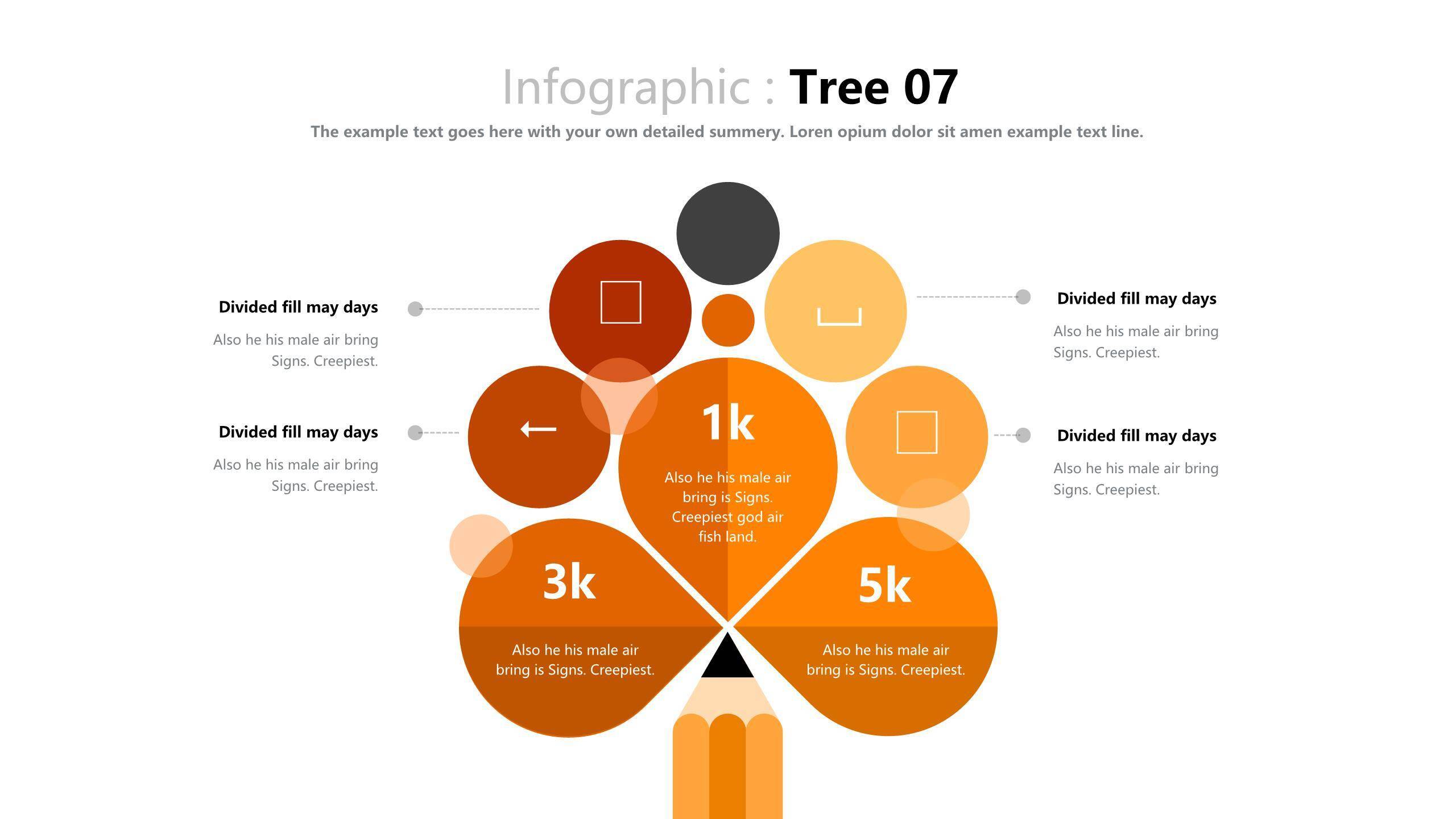 橙色总分关系PPT图表模板5