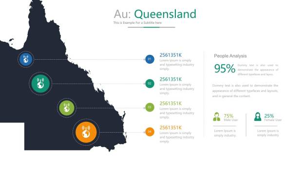 地图彩色PPT图表模板1