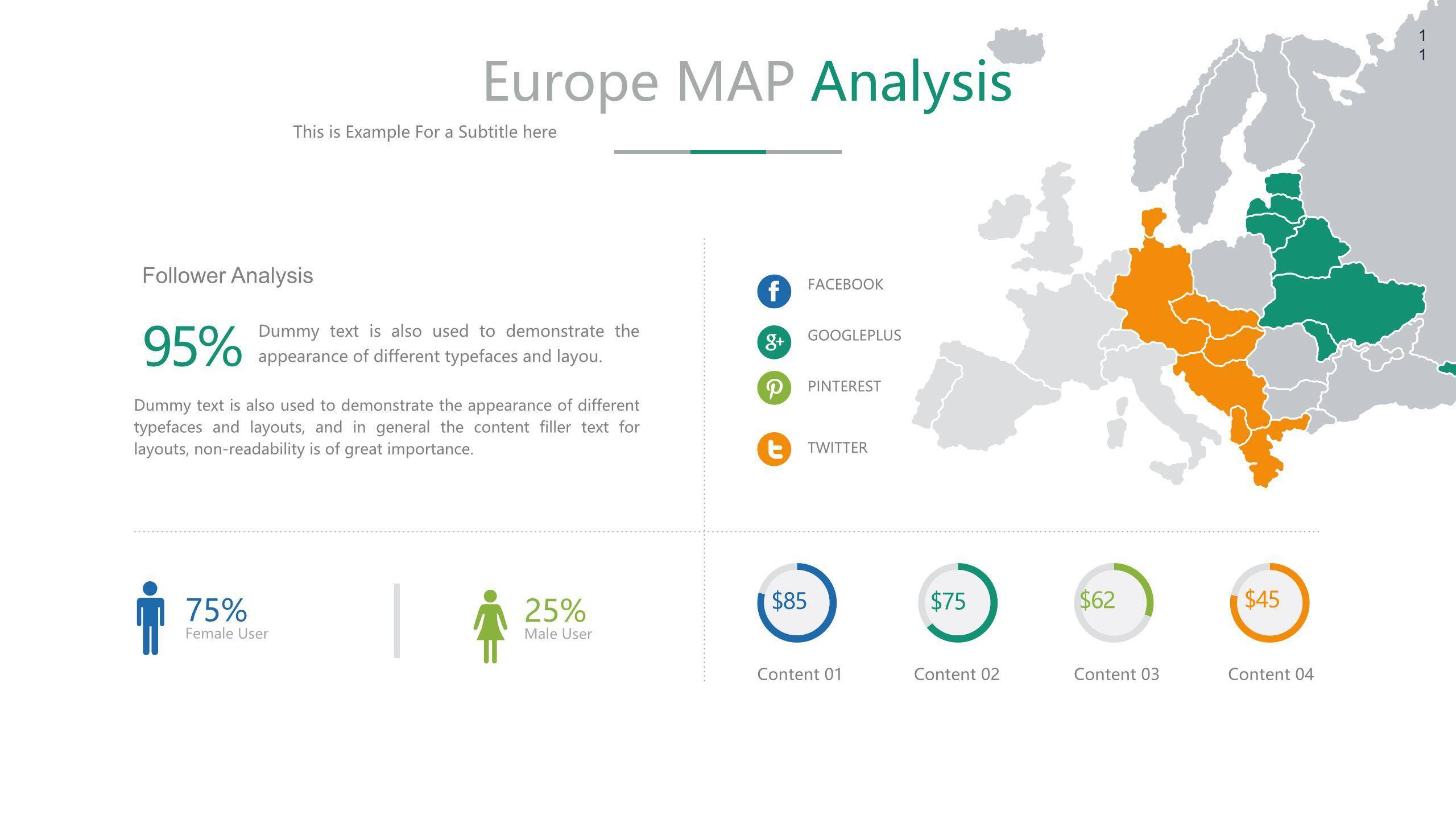 地图彩色PPT图表模板2