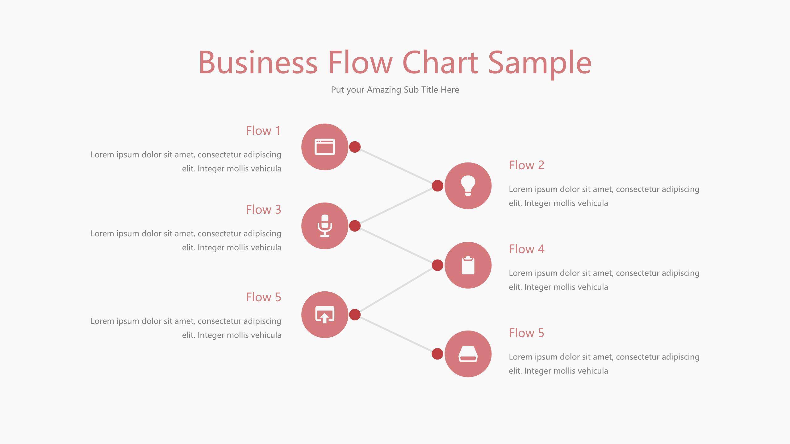 粉红色并列关系PPT图表模板3