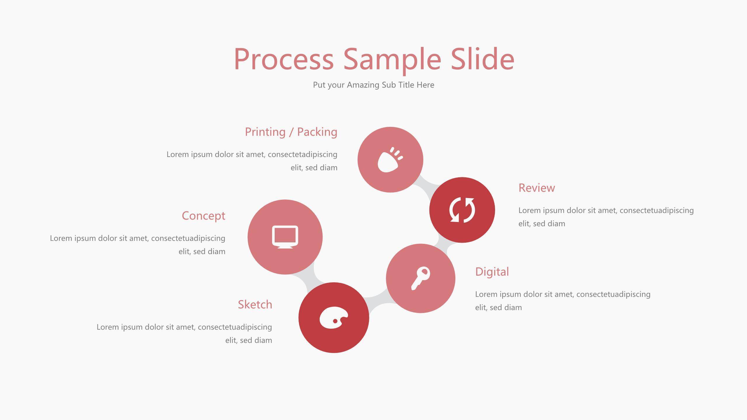粉红色并列关系PPT图表模板5