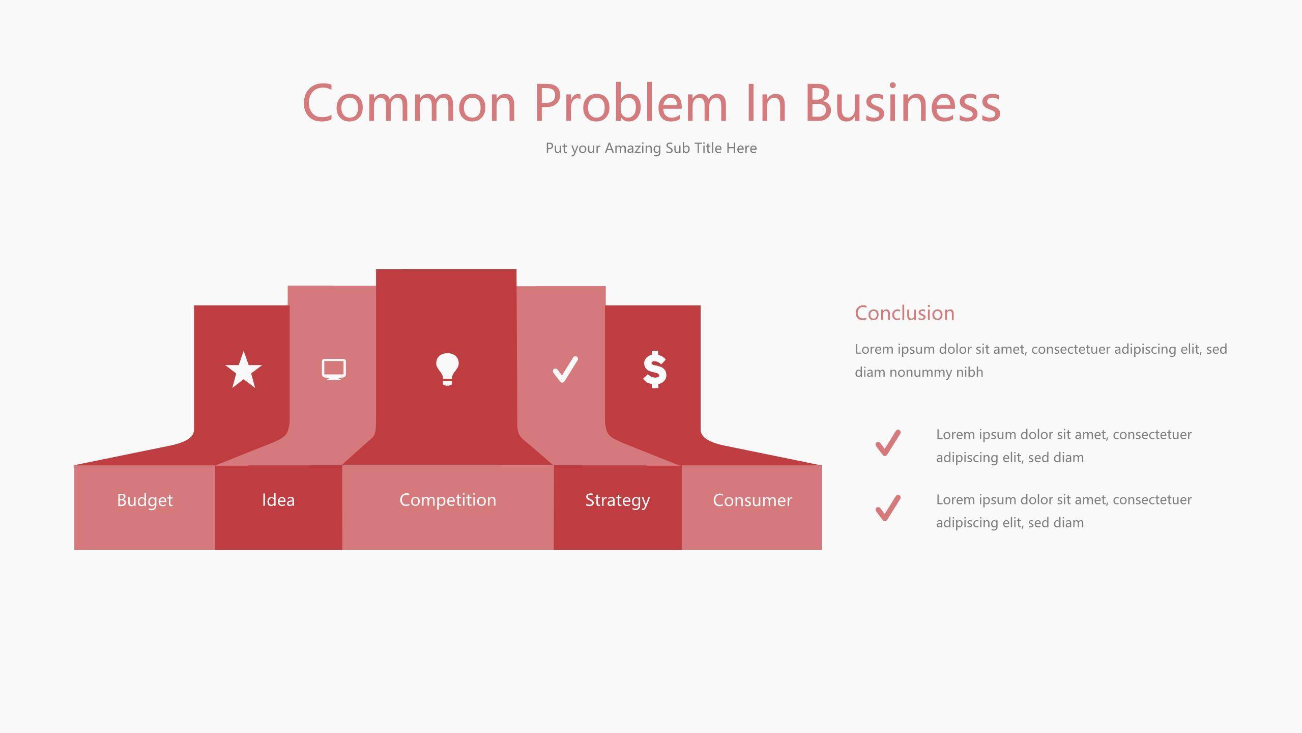 粉红色并列关系PPT图表模板6
