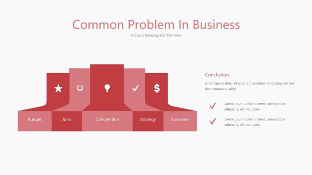 粉红色并列关系PPT图表模板6