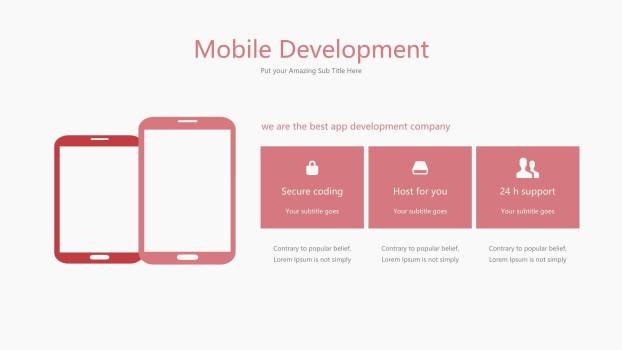 粉红色并列关系PPT图表模板7