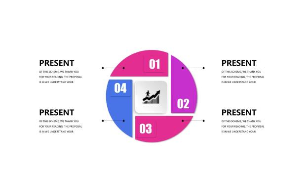 红蓝并列关系PPT图表模板6