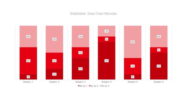 红色数据统计PPT图表模板3