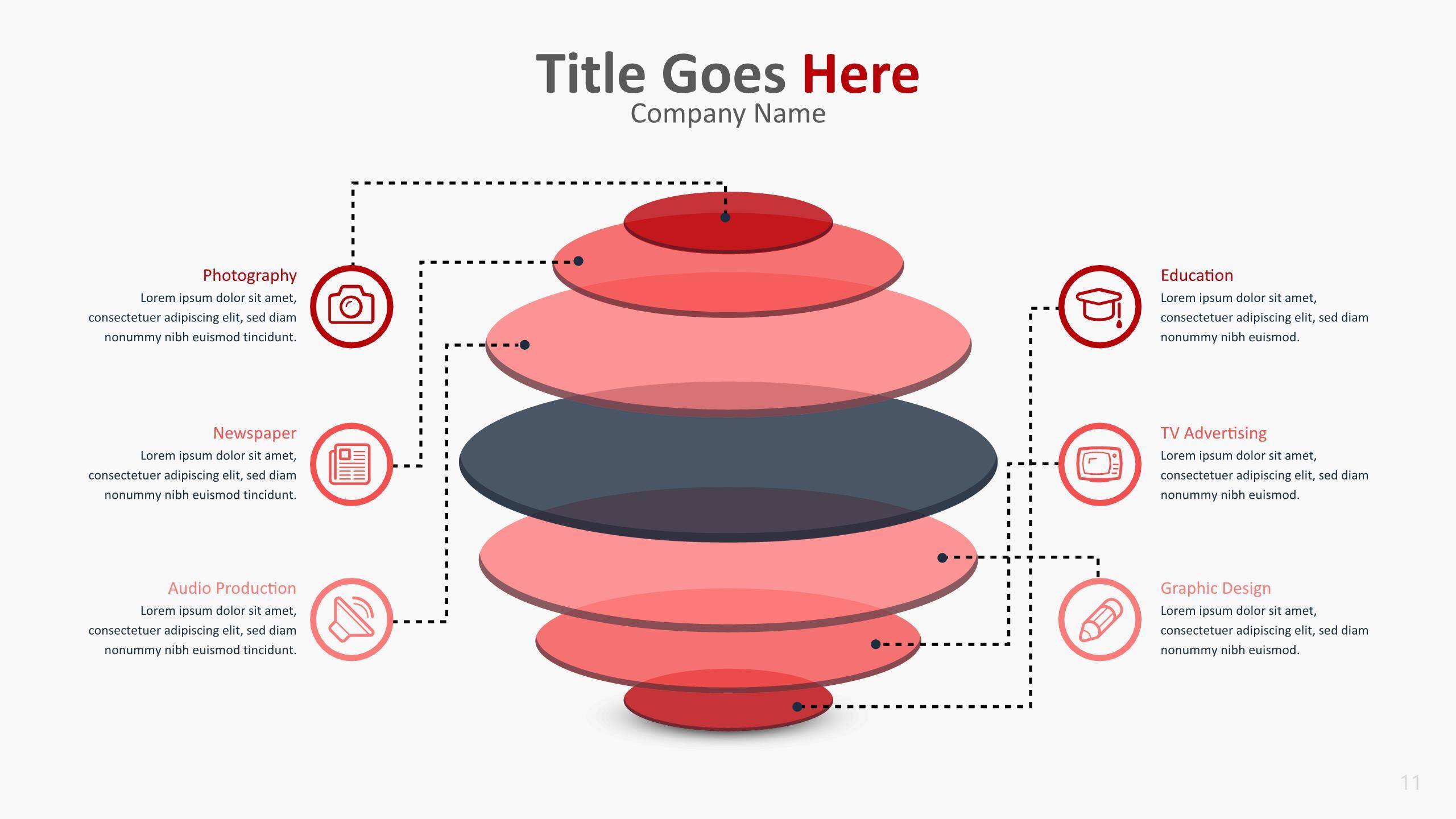 红色柱状图PPT图表模板2