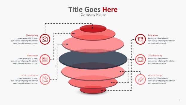 红色柱状图PPT图表模板2