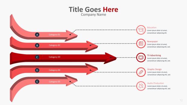 红色柱状图PPT图表模板3
