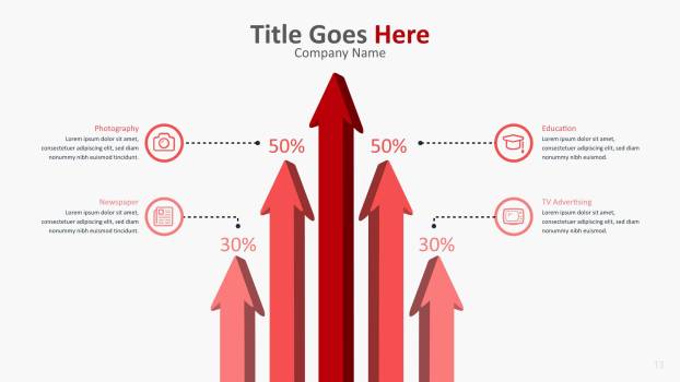 红色柱状图PPT图表模板4