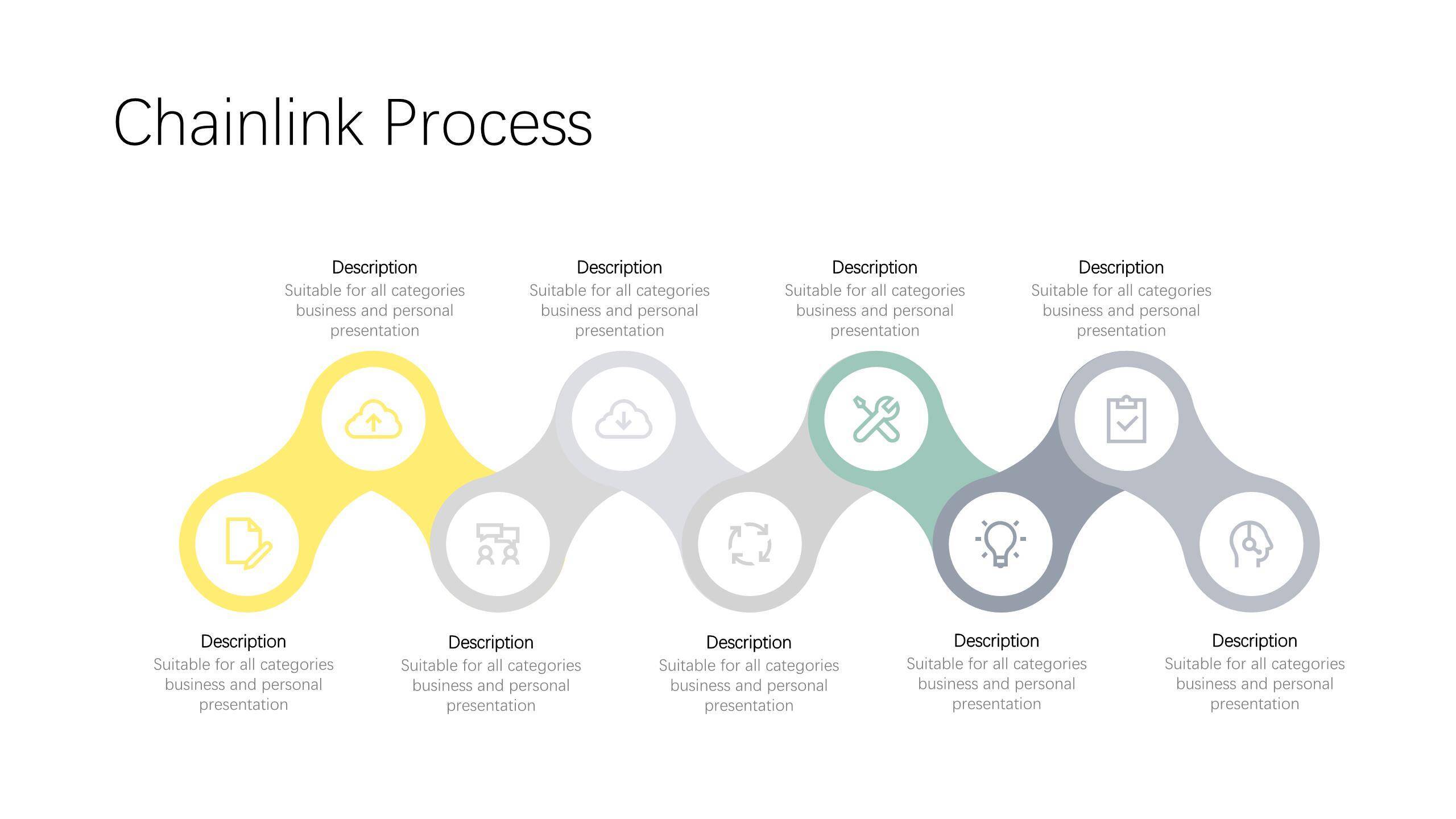 黄灰色鱼骨流程图PPT图表模板8
