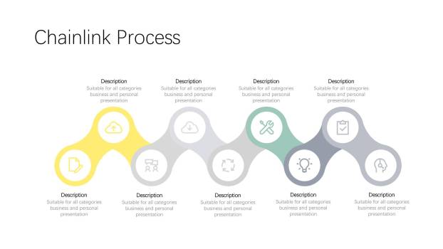 黄灰色鱼骨流程图PPT图表模板8