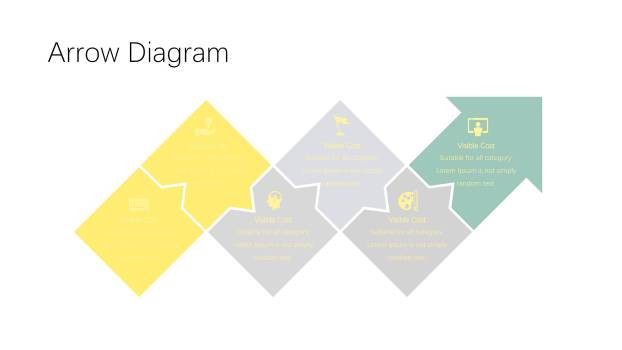 黄灰色鱼骨流程图PPT图表模板2
