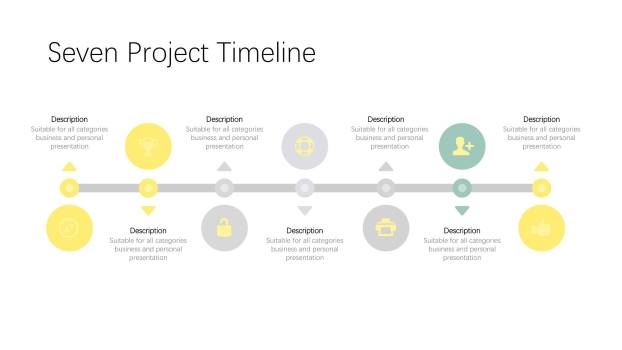 黄灰色鱼骨流程图PPT图表模板7