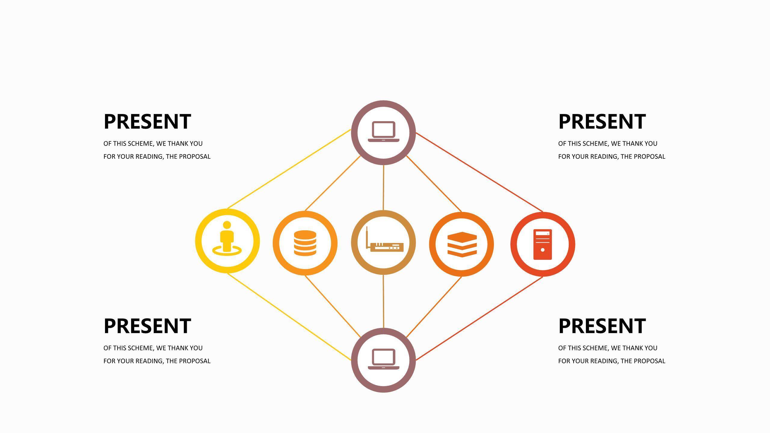黄色百分比PPT图表模板9