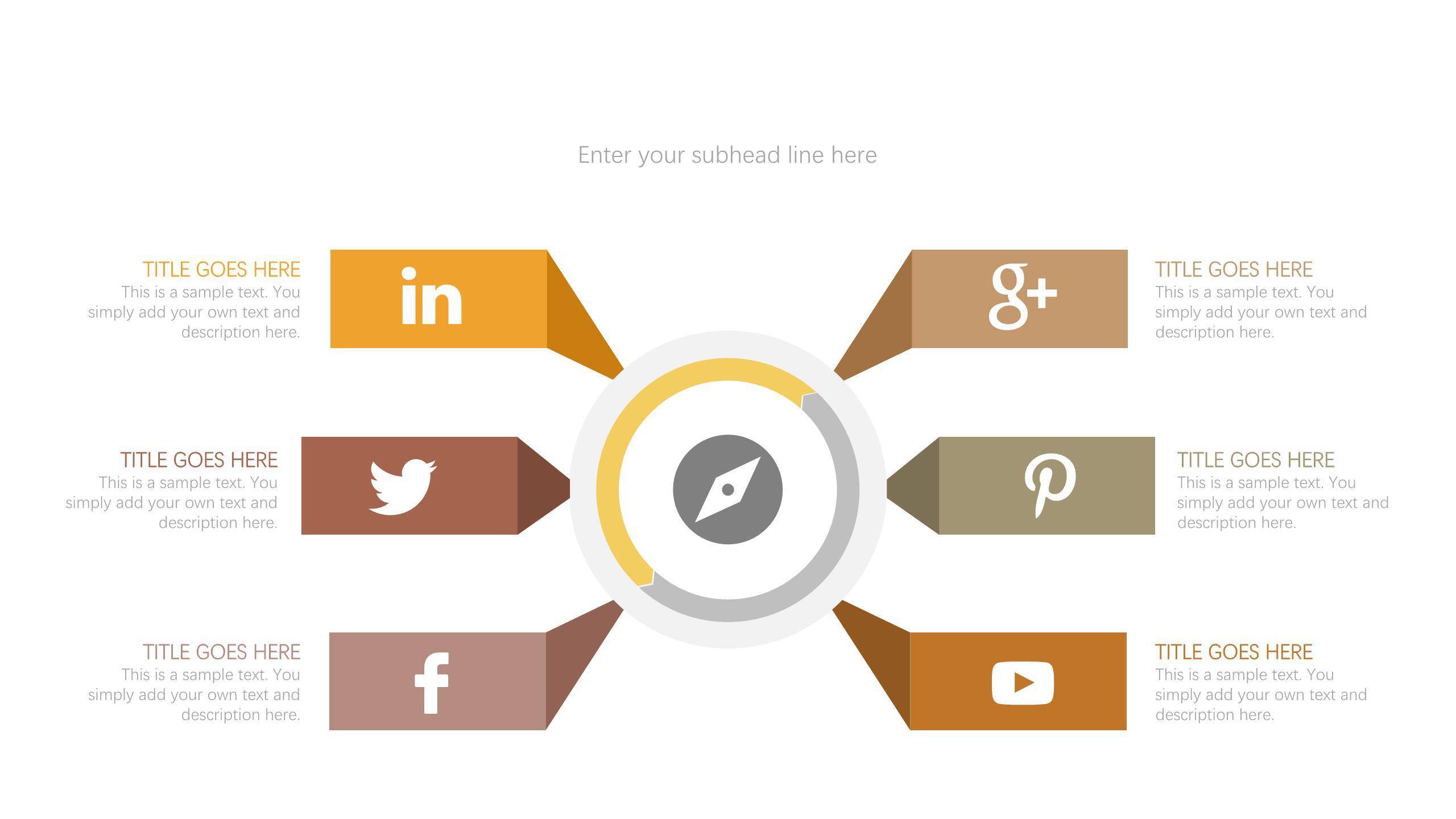 黄色并列递进关系PPT图表模板8